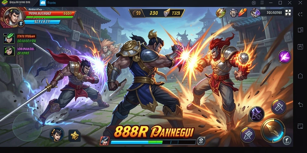 Screenshot gameplay pertarungan mendebarkan di 888R.