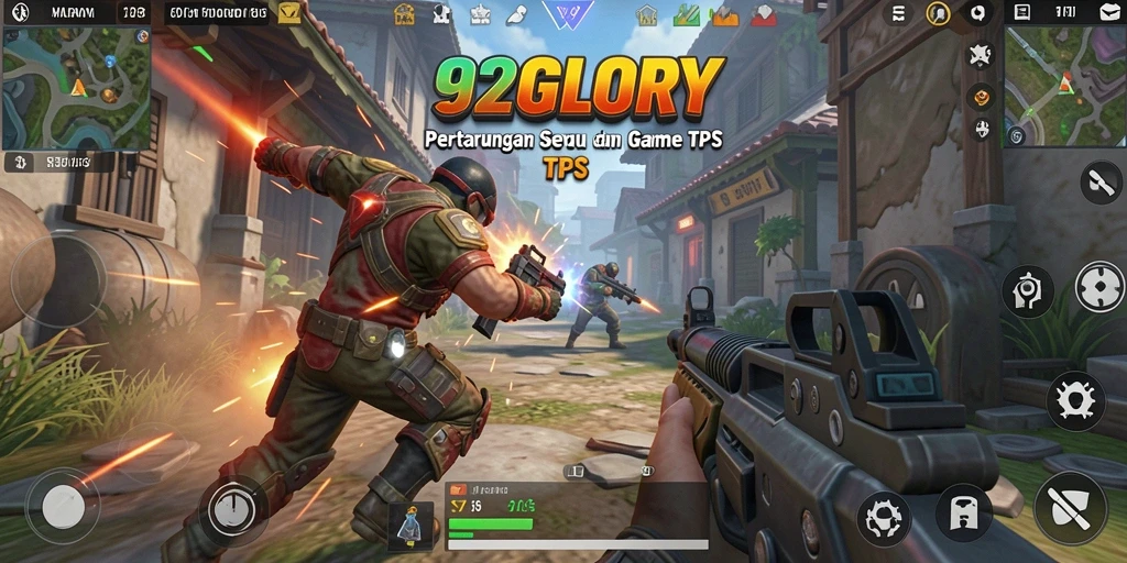 Tampilan menarik dari gameplay seru 92GLORY dalam mode TPS.
