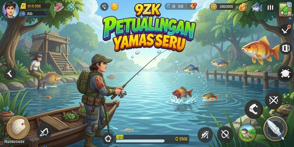 Screenshot gameplay 9ZK menampilkan aksi memancing yang seru dan realistis.