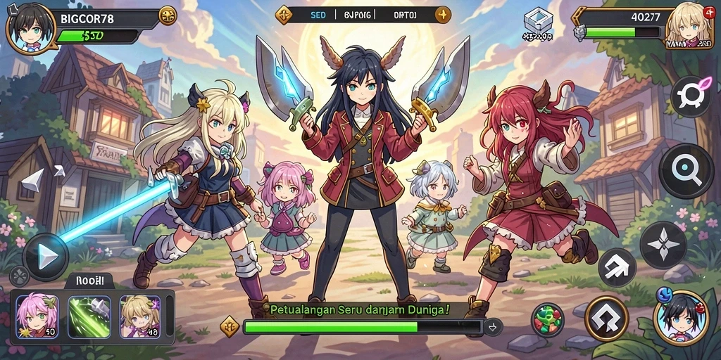 Gameplay seru dalam dunia anime yang penuh petualangan.
