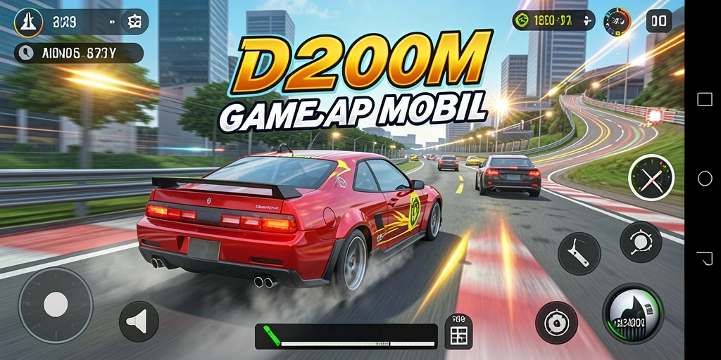 Tampilan gameplay balap mobil yang seru dan mendebarkan.