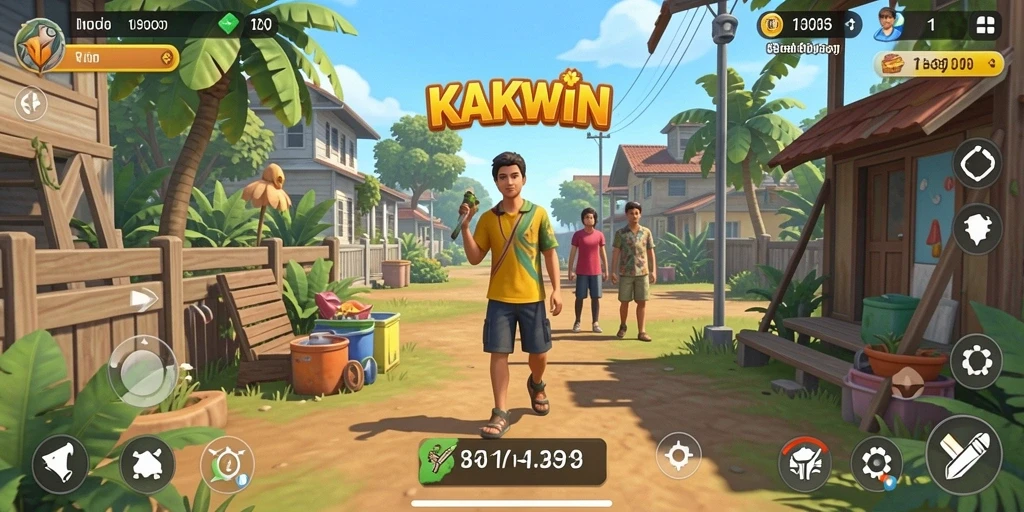Tampilan gameplay KAKWIN yang penuh warna dan interaktif.