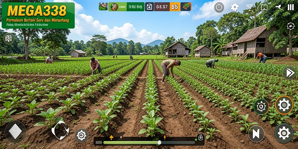 Tampilan gameplay <strong>MEGA338</strong> yang menarik saat bertani.