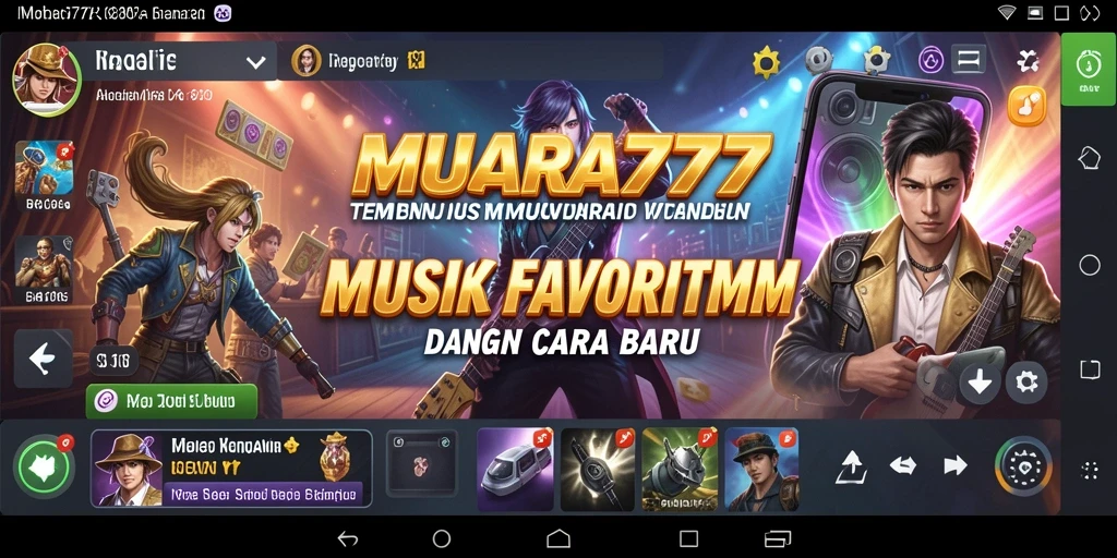 Screenshot utama menampilkan interface gameplay musik yang interaktif.
