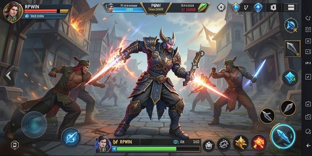 Tampilan gameplay RPWIN yang menegangkan dalam pertempuran MOBA.
