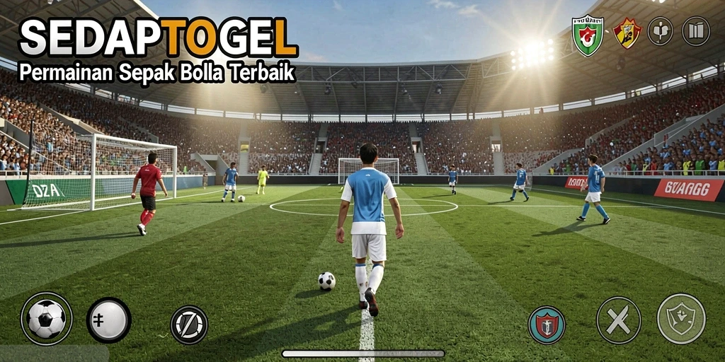Tampilan gameplay menarik dari SEDAPTOGEL yang menggambarkan aksi sepak bola.