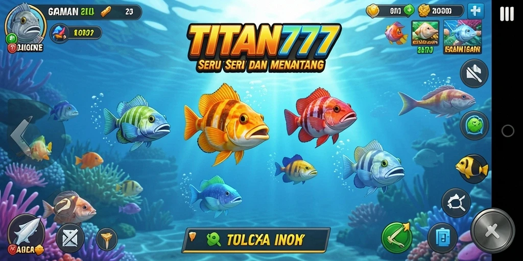Screenshot utama TITAN777 menampilkan keseruan dalam permainan Tembak Ikan.
