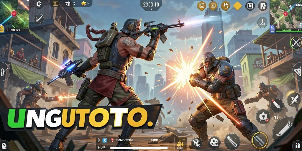 Tampilan gameplay menegangkan dari UNGUTOTO, dominasi arena Battle Royale.