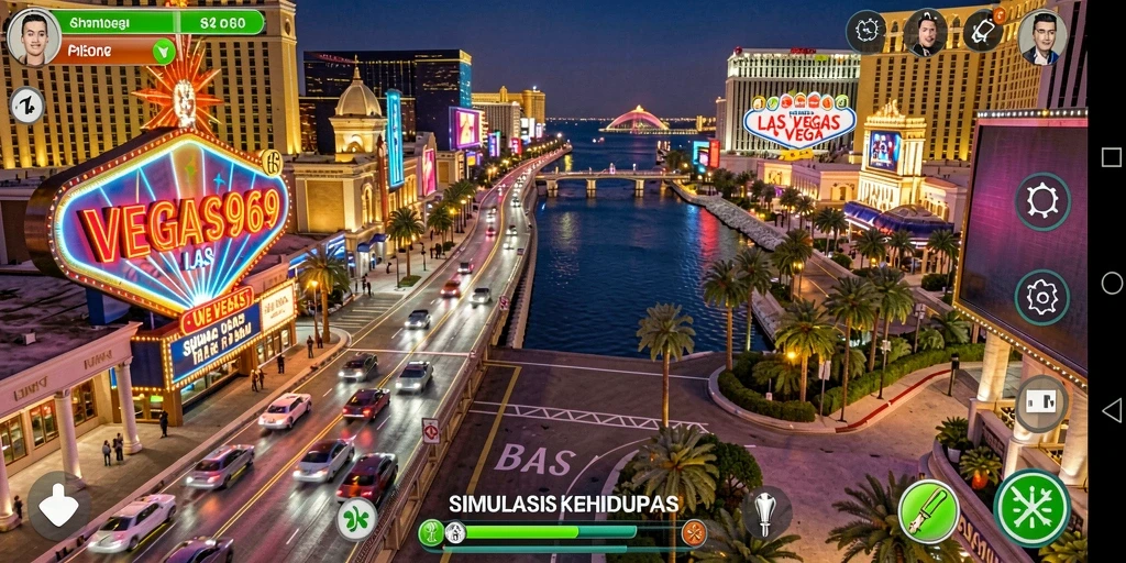 Screenshot gameplay VEGAS969 menampilkan suasana kasino yang hidup.