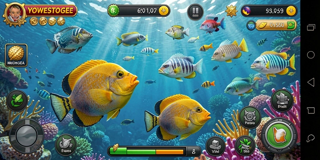 Gameplay YOWESTOGEL dengan aksi menembak ikan yang menarik.